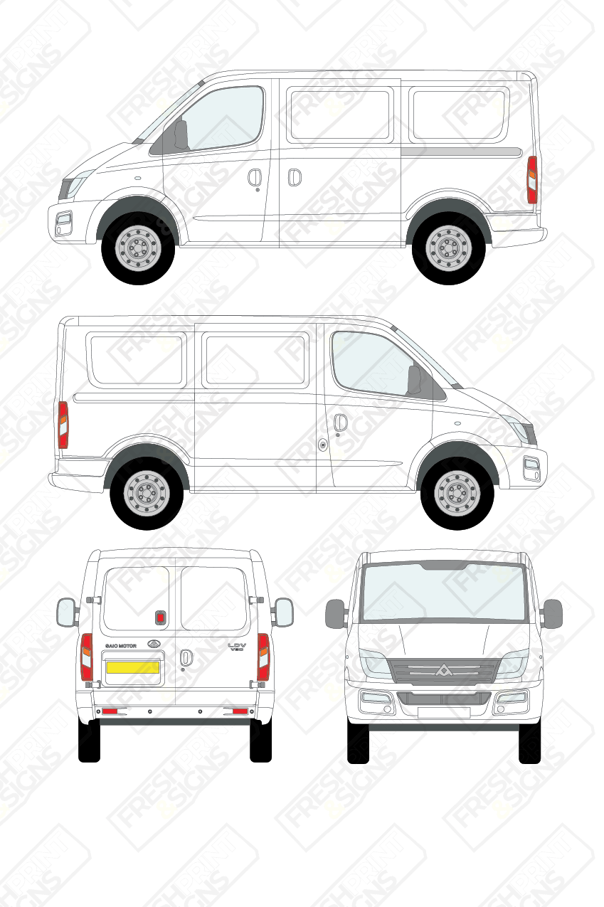 Van Graphics - LDV | V80 | 2017-2020 | Short Wheelbase (L1) | Low Roof (H1) | Panelled Rear Doors