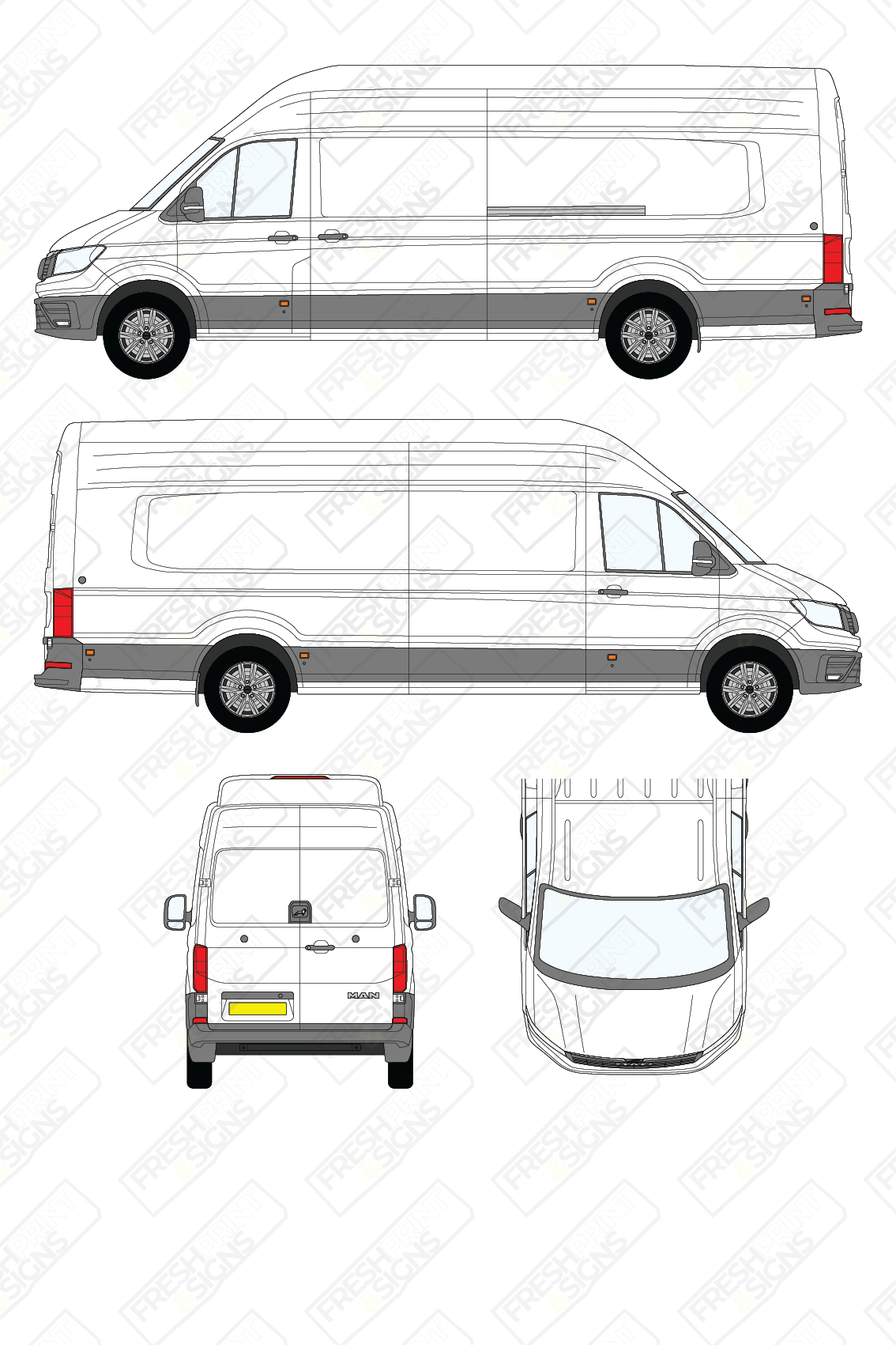 Van Graphics - MAN | TGE | 2017-2025 | Extra-Long Wheelbase (L3) | Extra-High Roof (H3) | Panelled Rear Doors