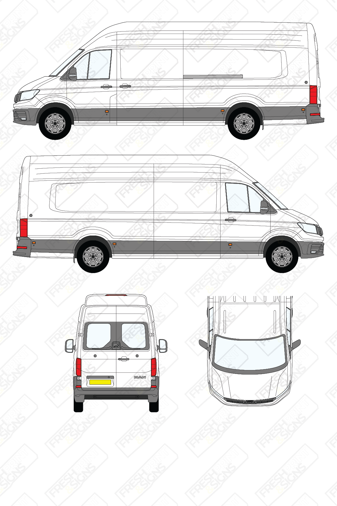 Van Graphics - MAN | TGE | 2017-2025 | Extra-Long Wheelbase (L3) | Extra-High Roof (H3) | With Rear Windows