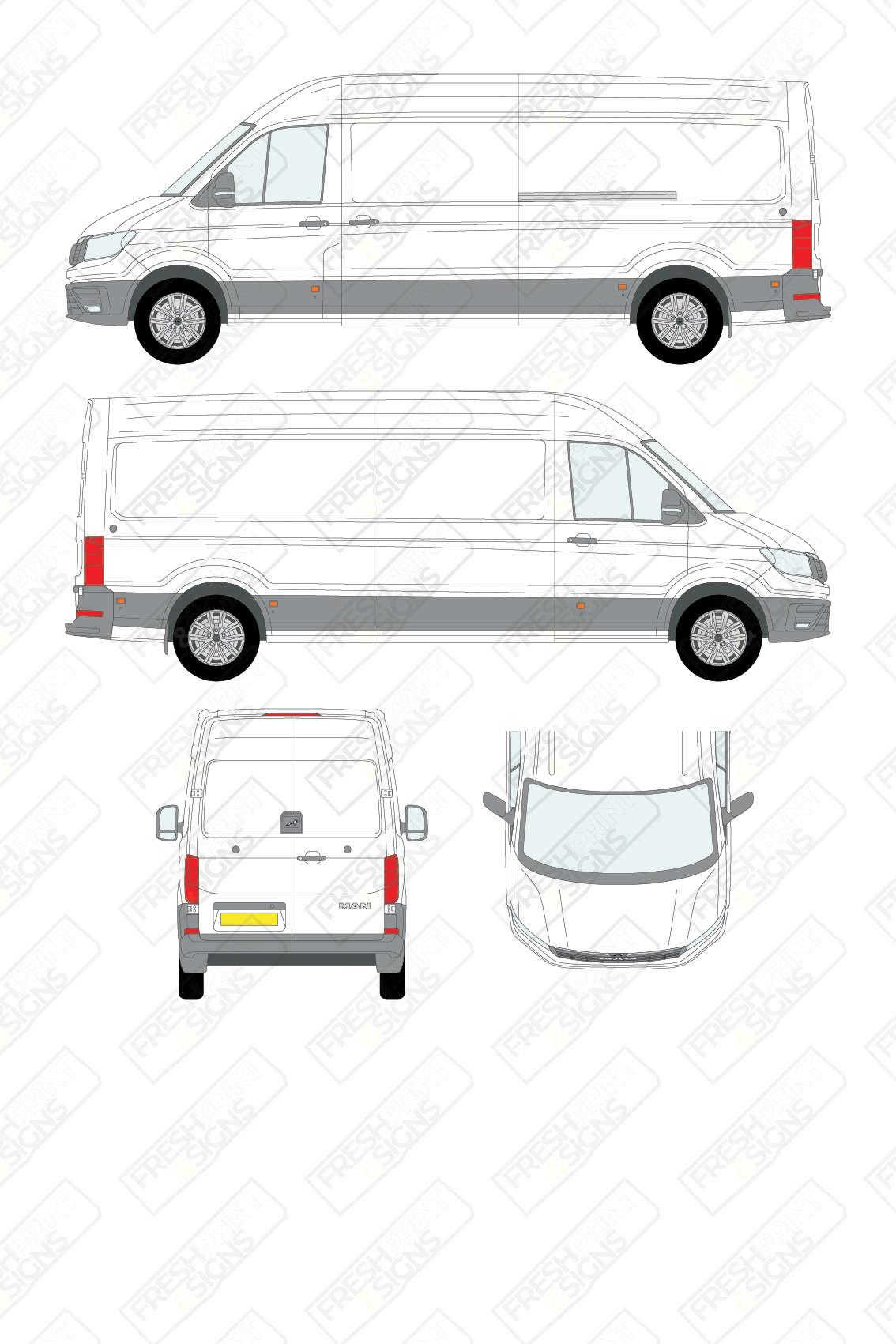Van Graphics - MAN | TGE | 2017-2025 | Long Wheelbase (L2) | High Roof (H2) | Panelled Rear Doors