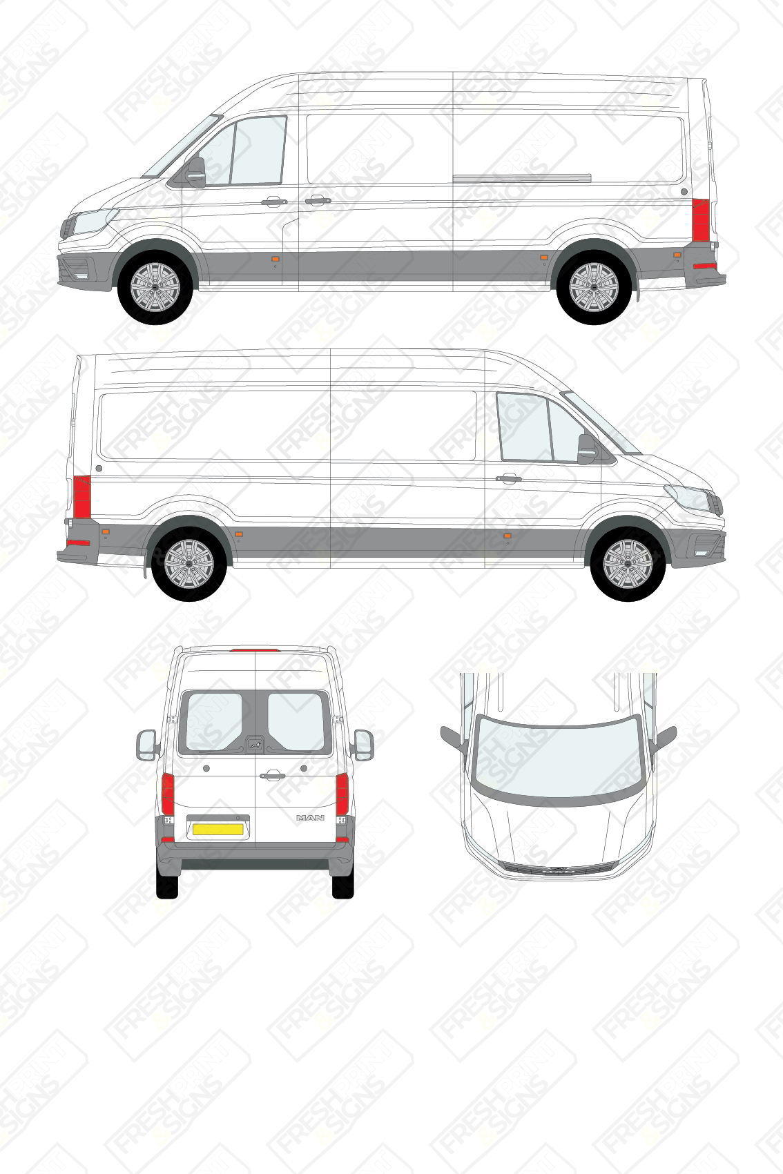 Van Graphics - MAN | TGE | 2017-2025 | Long Wheelbase (L2) | High Roof (H2) | With Rear Windows