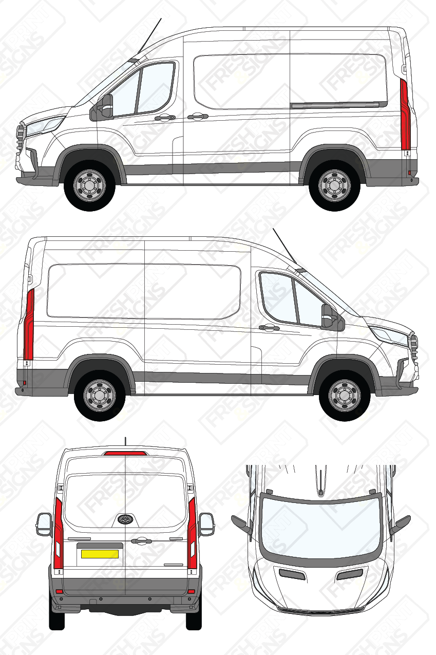 Van Graphics - Maxus | Deliver 9 | 2020-2025 | Medium Wheelbase (L2) | High Roof (H2) | Panelled Rear Doors