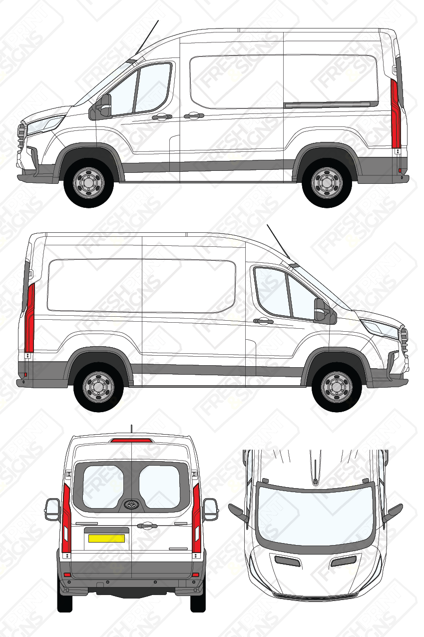 Van Graphics - Maxus | Deliver 9 | 2020-2025 | Medium Wheelbase (L2) | High Roof (H2) | With Rear Windows