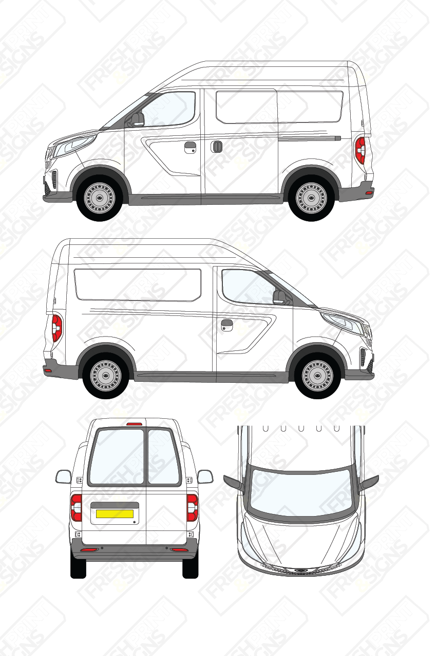 Van Graphics - Maxus | E-Deliver 3 | 2020-2025 | Short Wheelbase (L1) | High Roof (H2) | With Rear Windows