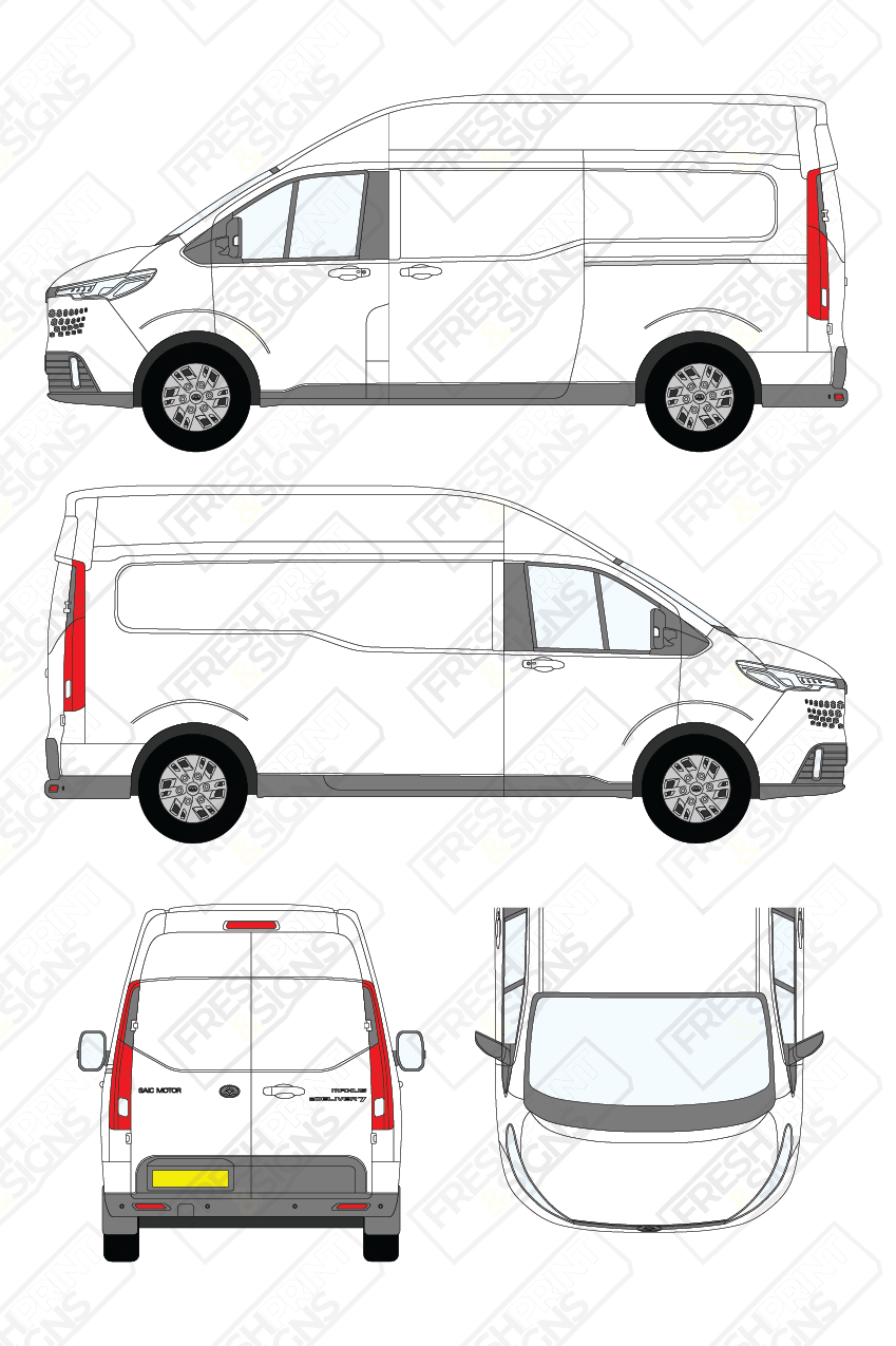 Van Graphics - Maxus | E-Deliver 7 | 2024-2025 | Long Wheelbase (L2) | High Roof (H2) | Panelled Rear Doors