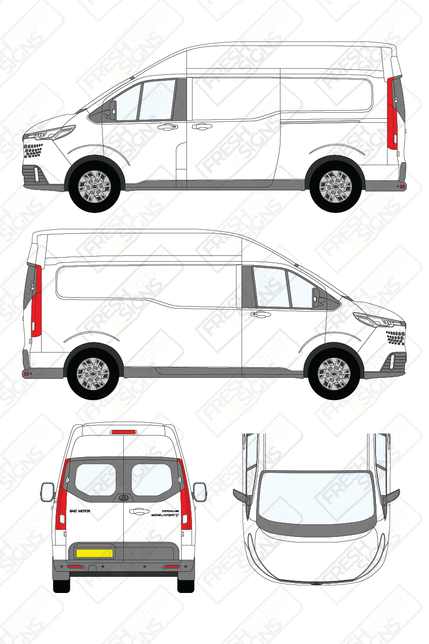 Van Graphics - Maxus | E-Deliver 7 | 2024-2025 | Long Wheelbase (L2) | High Roof (H2) | With Rear Windows