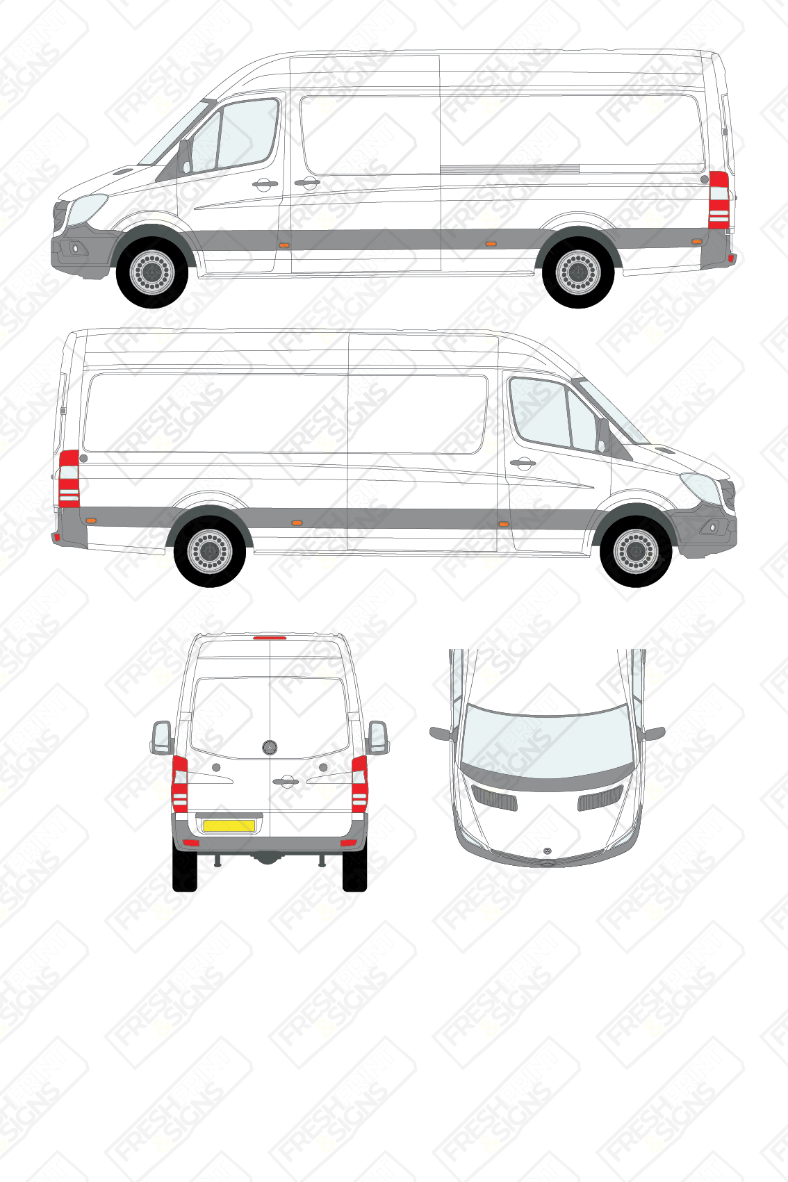 Van Graphics - Mercedes | Sprinter | 2009-2018 | Long Wheelbase (L3) | High Roof (H2) | Panelled Rear Doors