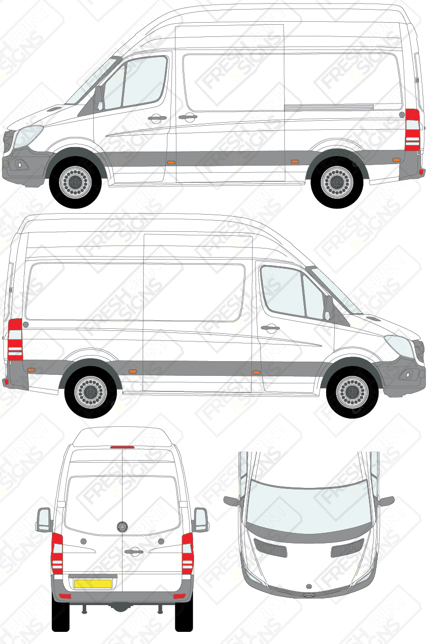 Van Graphics - Mercedes | Sprinter | 2009-2018 | Medium Wheelbase (L2) | Extra High Roof (H3) | Panelled Rear Doors