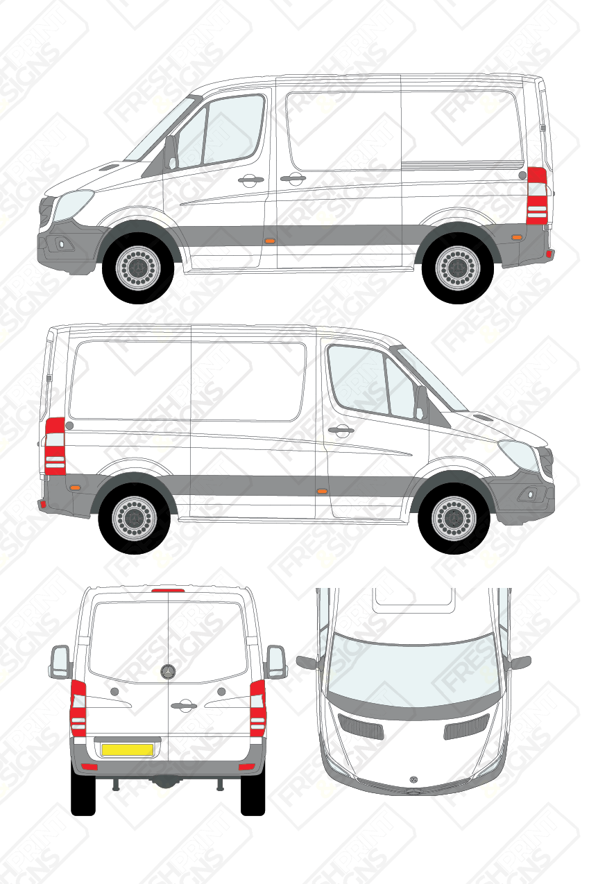 Van Graphics - Mercedes | Sprinter | 2009-2018 | Short Wheelbase (L1) | Low Roof (H1) | Panelled Rear Doors