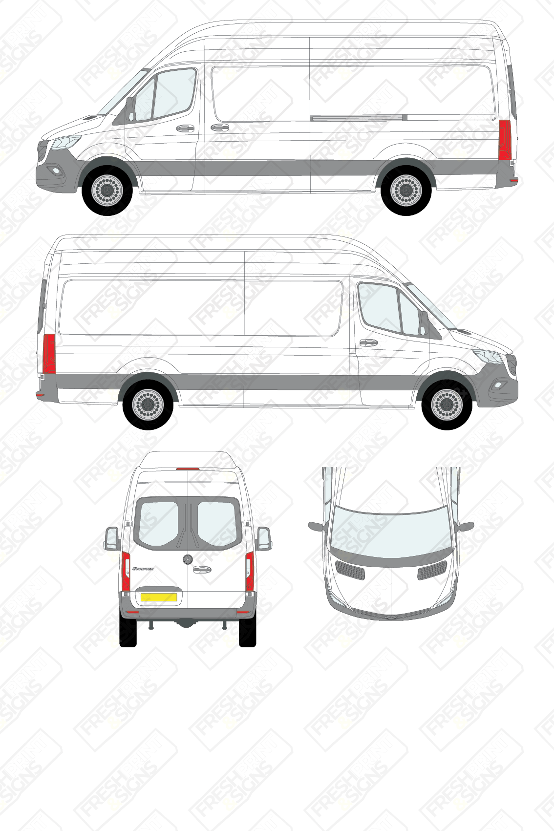 Van Graphics - Mercedes | Sprinter | 2018-2025 | Long Wheelbase (L3) | High Roof (H3) | With Rear Windows