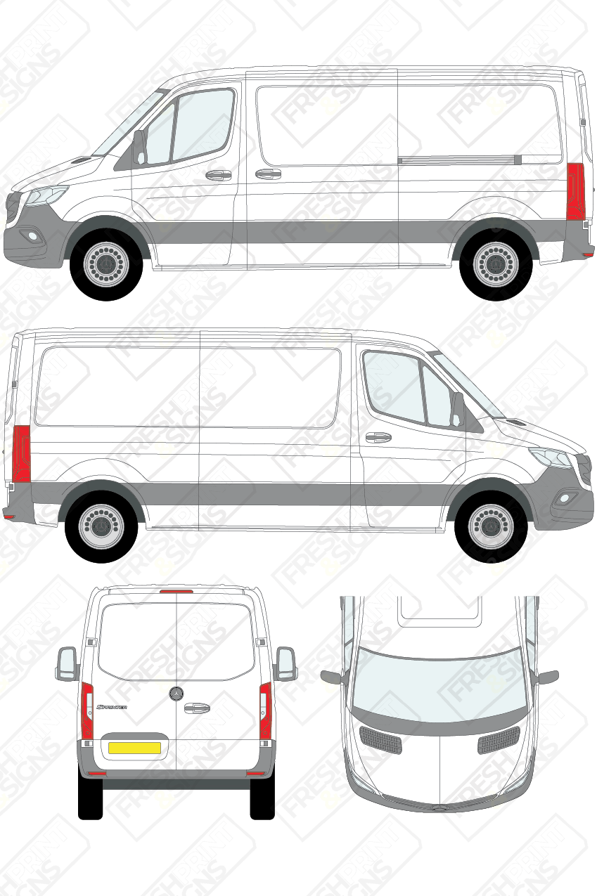 Van Graphics - Mercedes | Sprinter | 2018-2025 | Medium Wheelbase (L2) | Low Roof (H1) | Panelled Rear Doors