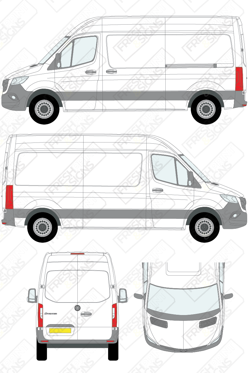 Van Graphics - Mercedes | Sprinter | 2018-2025 | Medium Wheelbase (L2) | Medium Roof (H2) | Panelled Rear Doors