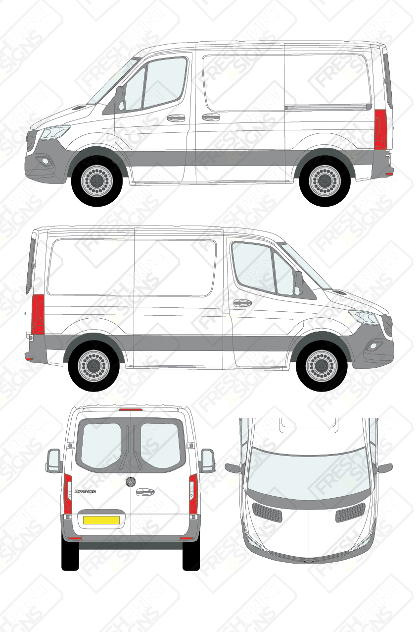 Van Graphics - Mercedes | Sprinter | 2018-2025 | Short Wheelbase (L1) | Low Roof (H1) | With Rear Windows