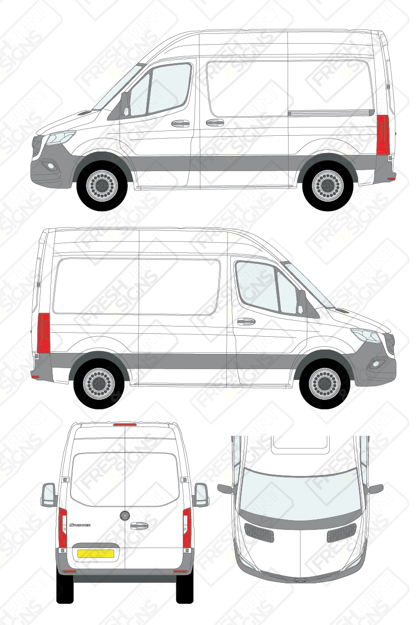Van Graphics - Mercedes | Sprinter | 2018-2025 | Short Wheelbase (L1) | Medium Roof (H2) | Panelled Rear Doors