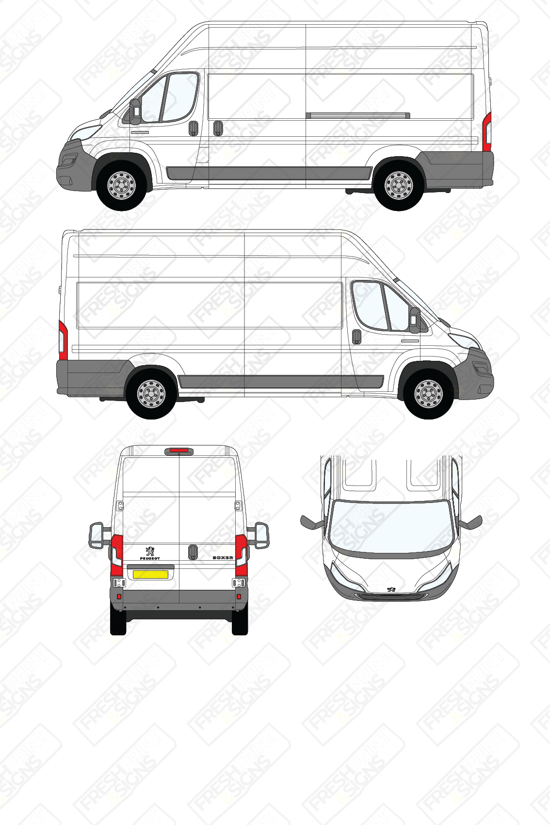 Van Graphics - Peugeot | Boxer | 2014-2025 | Extra-Long Wheelbase (L4) | High Roof (H3) | Panelled Rear Doors
