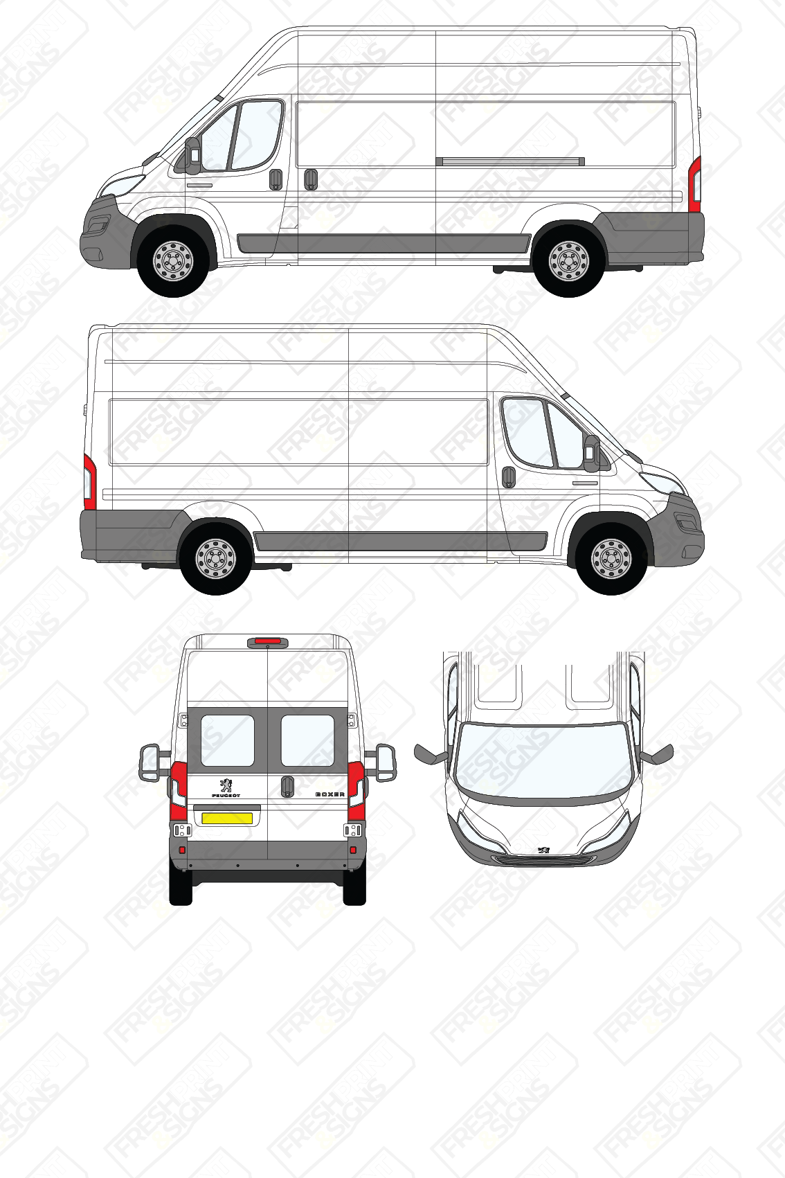Van Graphics - Peugeot | Boxer | 2014-2025 | Extra-Long Wheelbase (L4) | High Roof (H3) | With Rear Windows