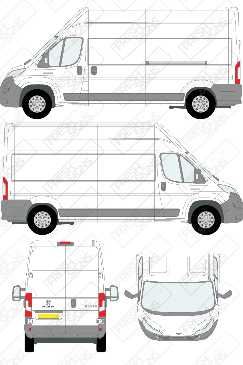 Van Graphics - Peugeot | Boxer | 2014-2025 | Long Wheelbase (L3) | High Roof (H3) | Panelled Rear Doors