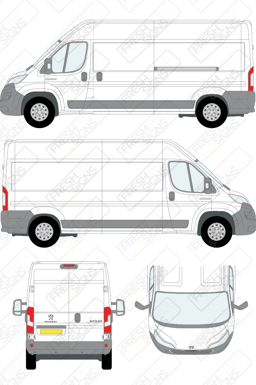 Van Graphics - Peugeot | Boxer | 2014-2025 | Long Wheelbase (L3) | Medium Roof (H2) | Panelled Rear Doors