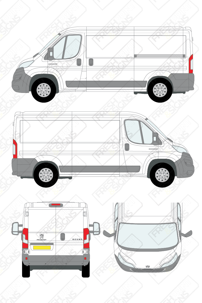 Van Graphics - Peugeot | Boxer | 2014-2025 | Medium Wheelbase (L2) | Low Roof (H1) | Panelled Rear Doors