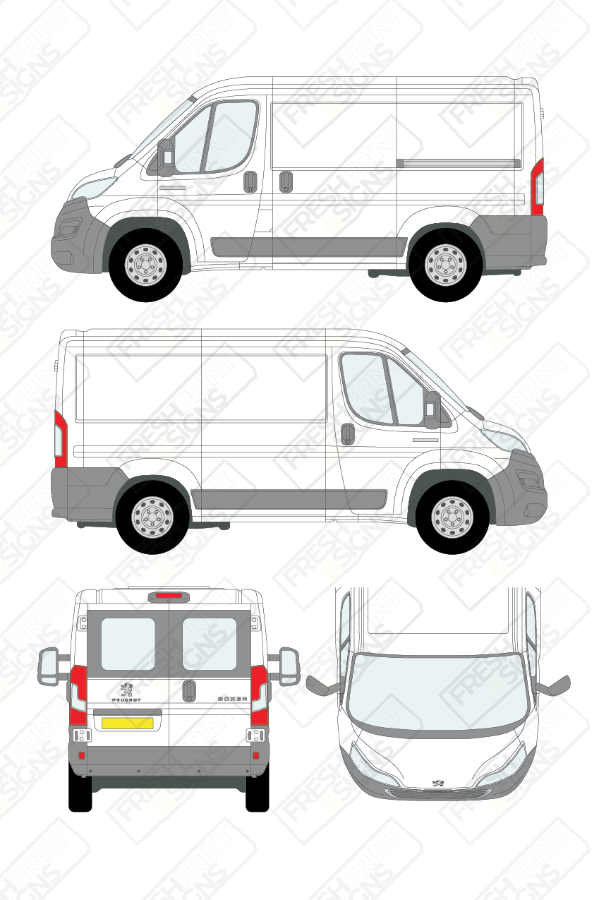 Van Graphics - Peugeot | Boxer | 2014-2025 | Short Wheelbase (L1) | Low Roof (H1) | With Rear Windows