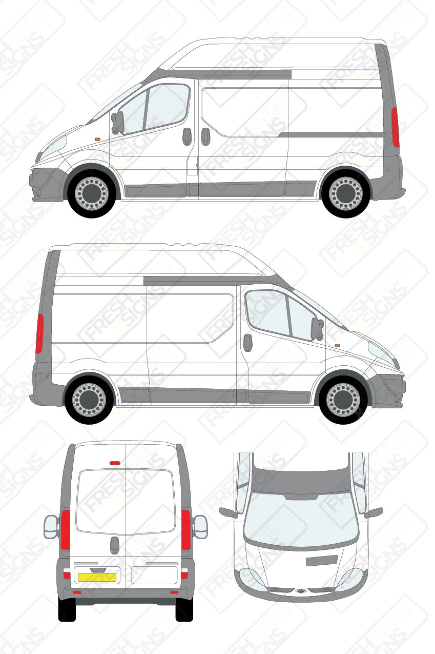 Van Graphics - Renault | Trafic | 2008-2014 | Long Wheelbase (L2) | High Roof (H2) | Panelled Rear Doors