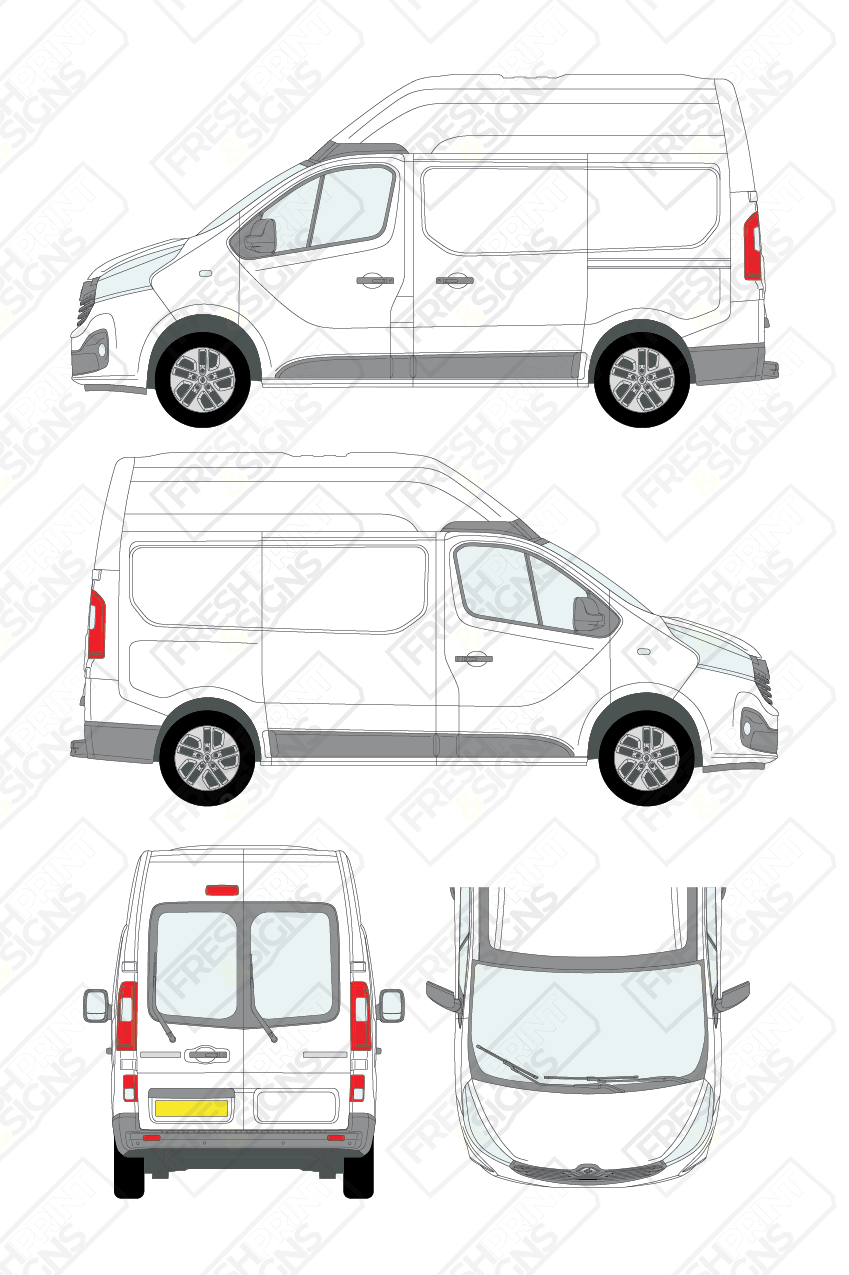 Van Graphics - Renault | Trafic | 2014-2021 | Short Wheelbase (L1) | Medium Roof (H2) | With Rear Windows