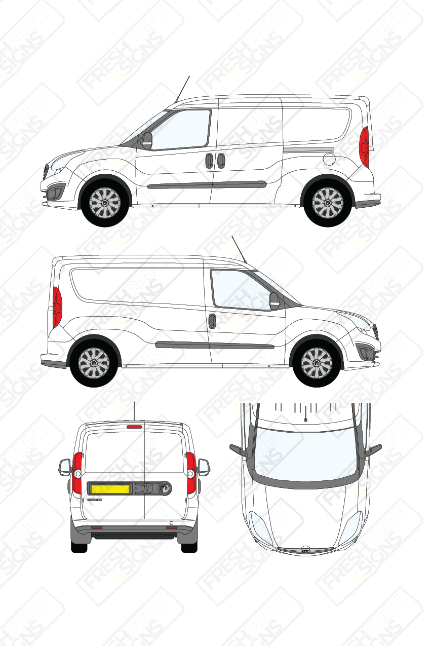 Van Graphics - Vauxhall | Combo | 2012-2019 | Long Wheelbase (L2) | Low Roof (H1) | Panelled Rear Doors