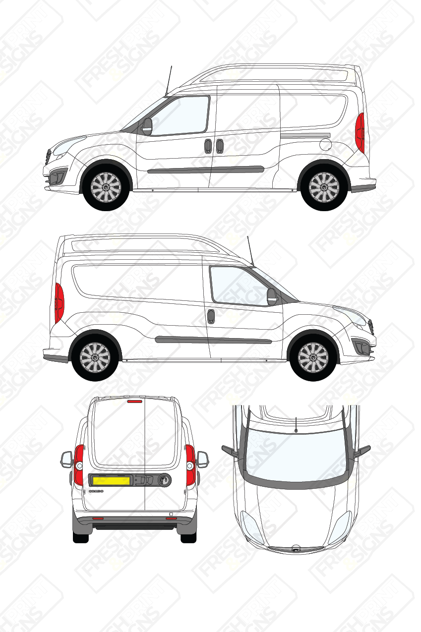 Van Graphics - Vauxhall | Combo | 2012-2019 | Long Wheelbase (L2) | Medium Roof (H2) | Panelled Rear Doors