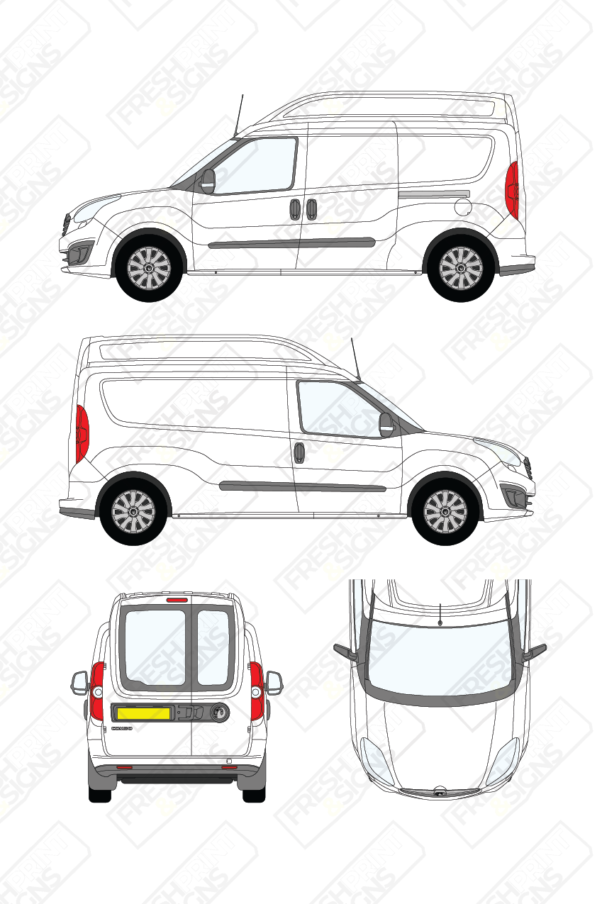 Van Graphics - Vauxhall | Combo | 2012-2019 | Long Wheelbase (L2) | Medium Roof (H2) | With Rear Windows