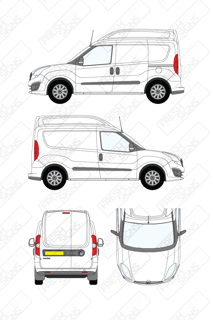 Van Graphics - Vauxhall | Combo | 2012-2019 | Short Wheelbase (L1) | Medium Roof (H2) | Panelled Rear Doors