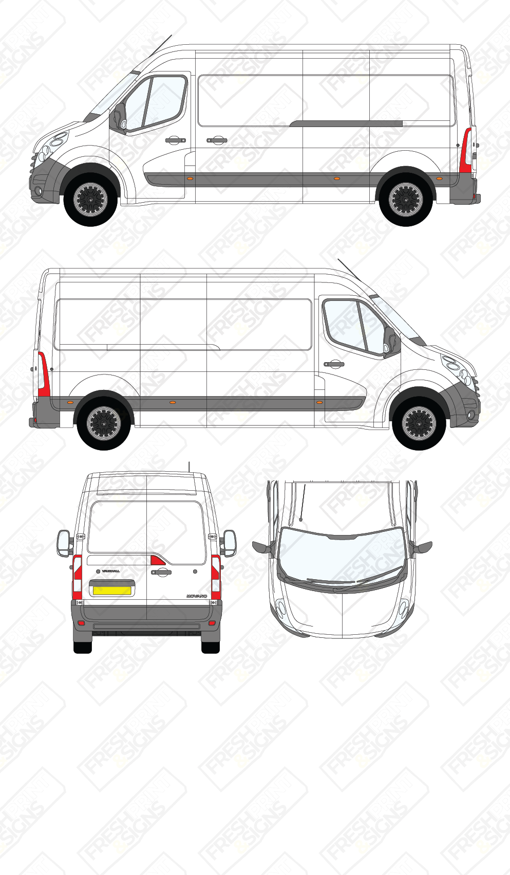 Van Graphics - Vauxhall | Movano | 2010-2021 | Long Wheelbase (L3) | Medium Roof (H2) | Panelled Rear Doors