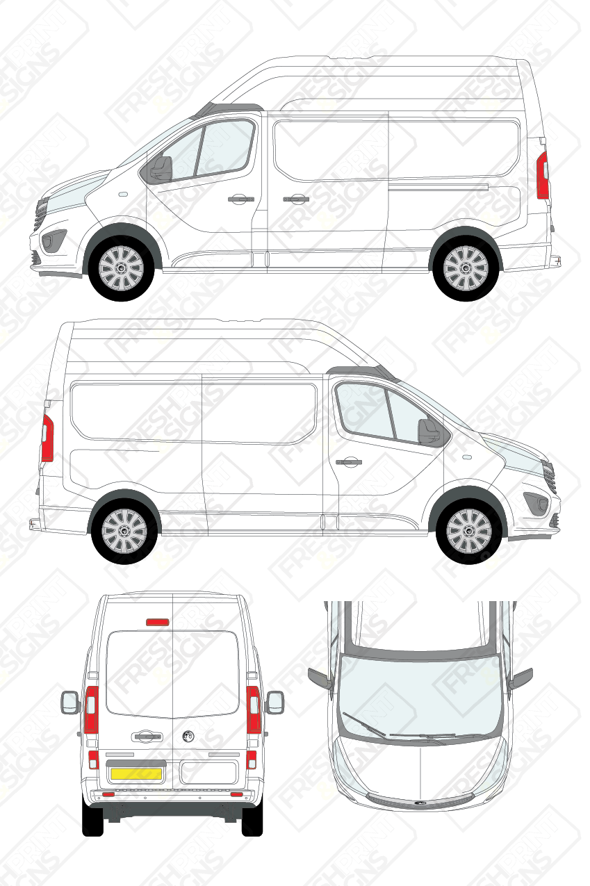 Van Graphics - Vauxhall | Vivaro | 2014-2019 | Long Wheelbase (L2) | Medium Roof (H2) | Panelled Rear Doors