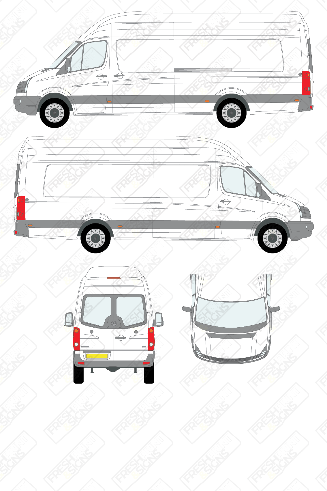 Van Graphics - Volkswagen | Crafter | 2011-2017 | Extra-Long Wheelbase (L4) | Extra High Roof (H3) | With Rear Windows