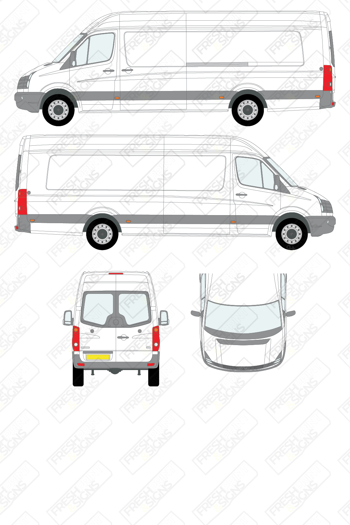 Van Graphics - Volkswagen | Crafter | 2011-2017 | Extra-Long Wheelbase (L4) | High Roof (H2) | With Rear Windows