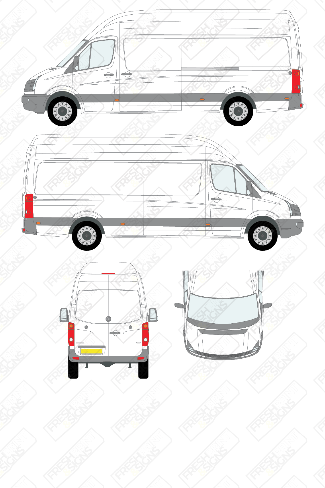 Van Graphics - Volkswagen | Crafter | 2011-2017 | Long Wheelbase (L3) | Extra High Roof (H3) | Panelled Rear Doors
