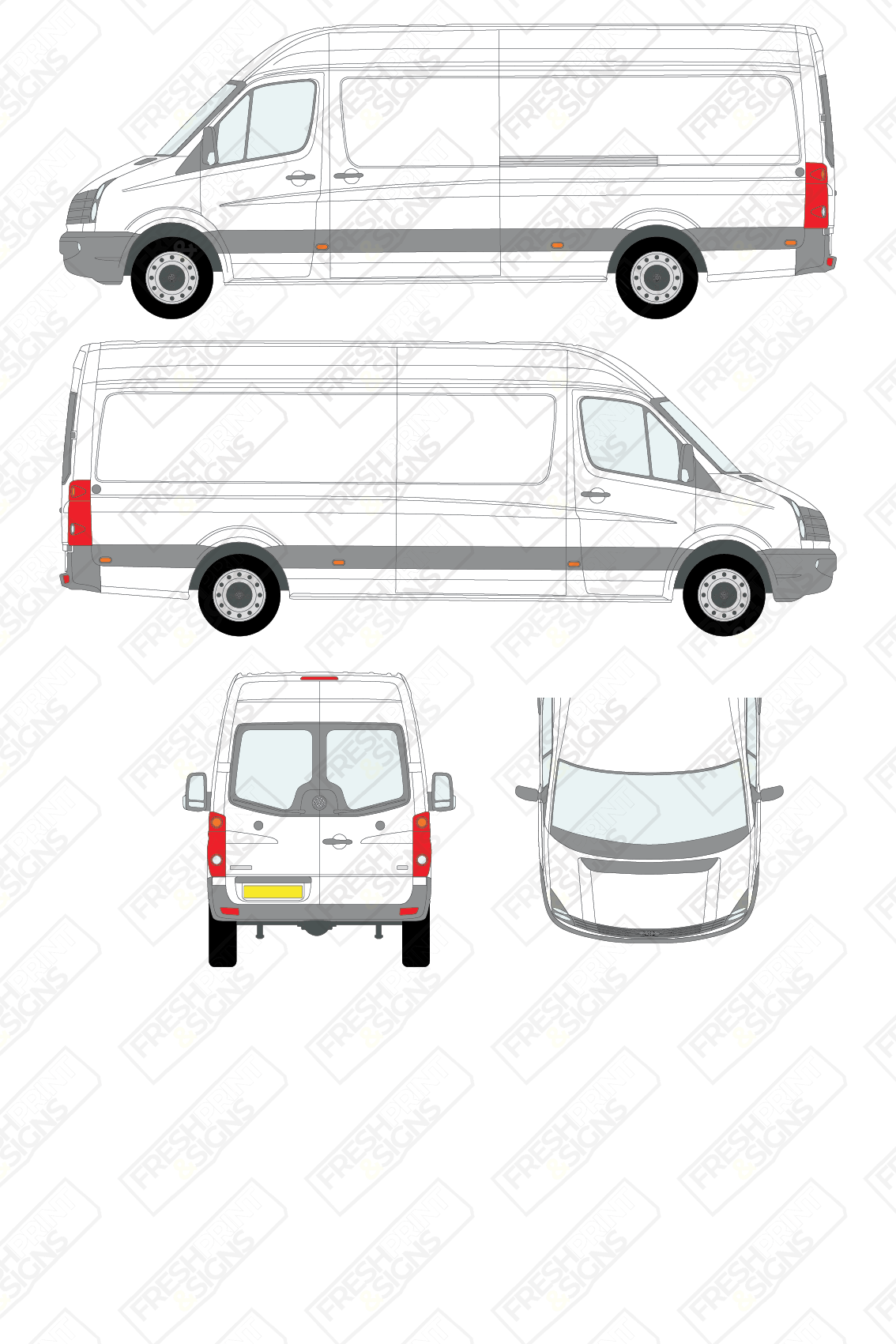 Van Graphics - Volkswagen | Crafter | 2011-2017 | Long Wheelbase (L3) | High Roof (H2) | With Rear Windows