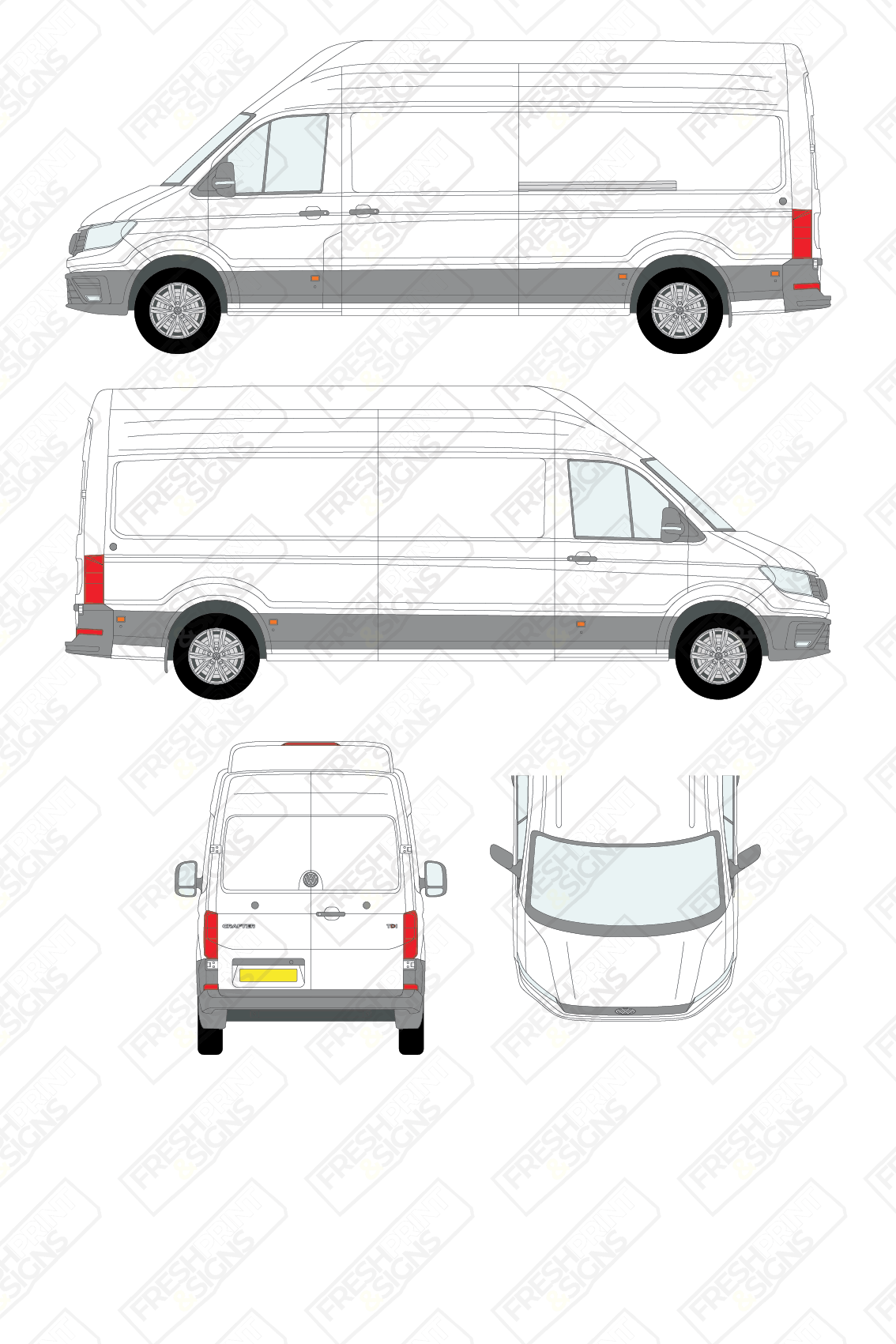 Van Graphics - Volkswagen | Crafter | 2017-2025 | Long Wheelbase (L3) | Extra High Roof (H3) | Panelled Rear Doors