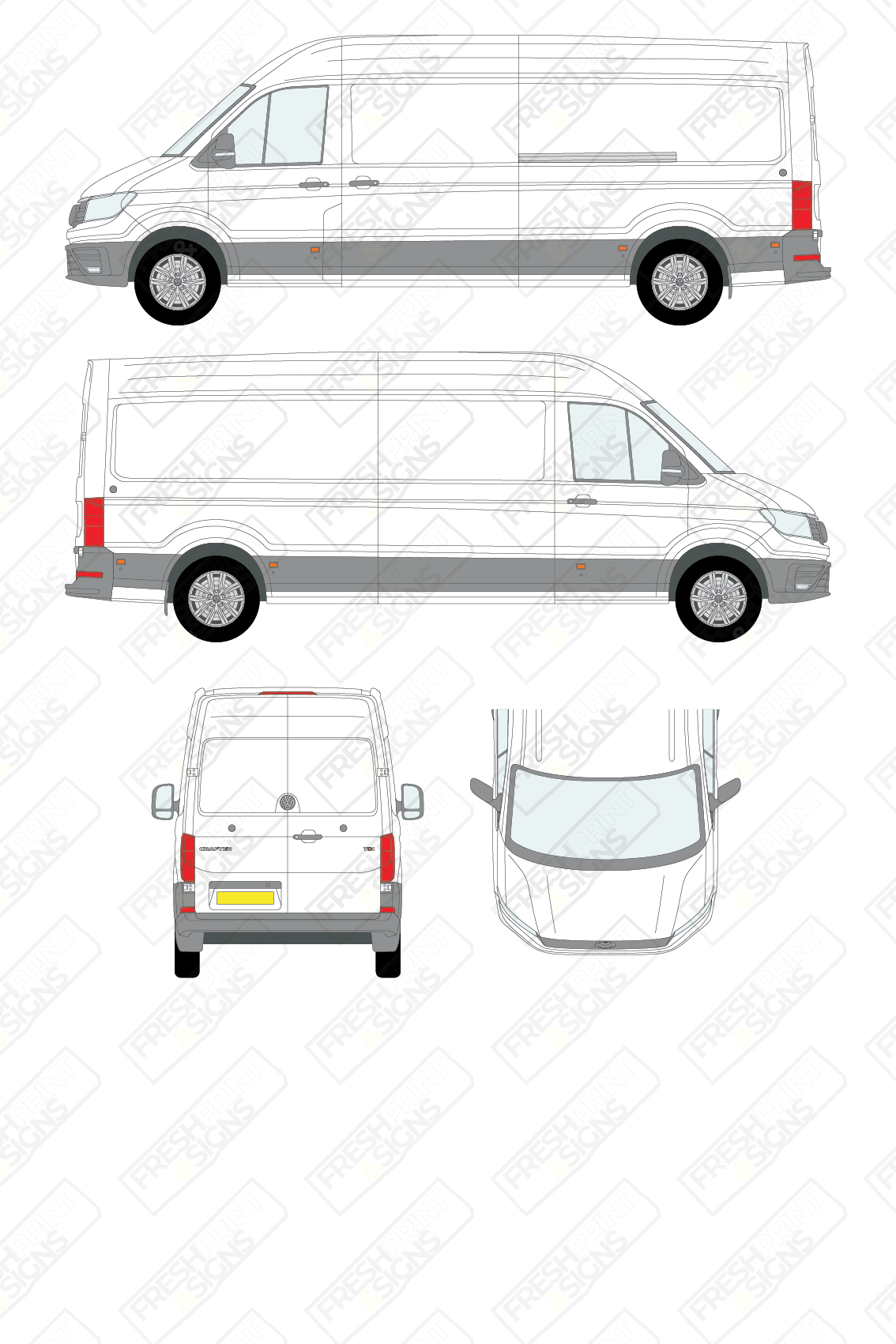 Van Graphics - Volkswagen | Crafter | 2017-2025 | Long Wheelbase (L3) | High Roof (H2) | Panelled Rear Doors