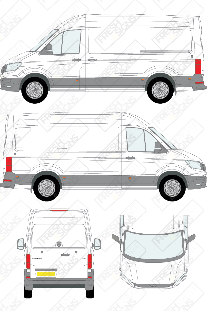 Van Graphics - Volkswagen | Crafter | 2017-2025 | Medium Wheelbase (L2) | High Roof (H2) | Panelled Rear Doors