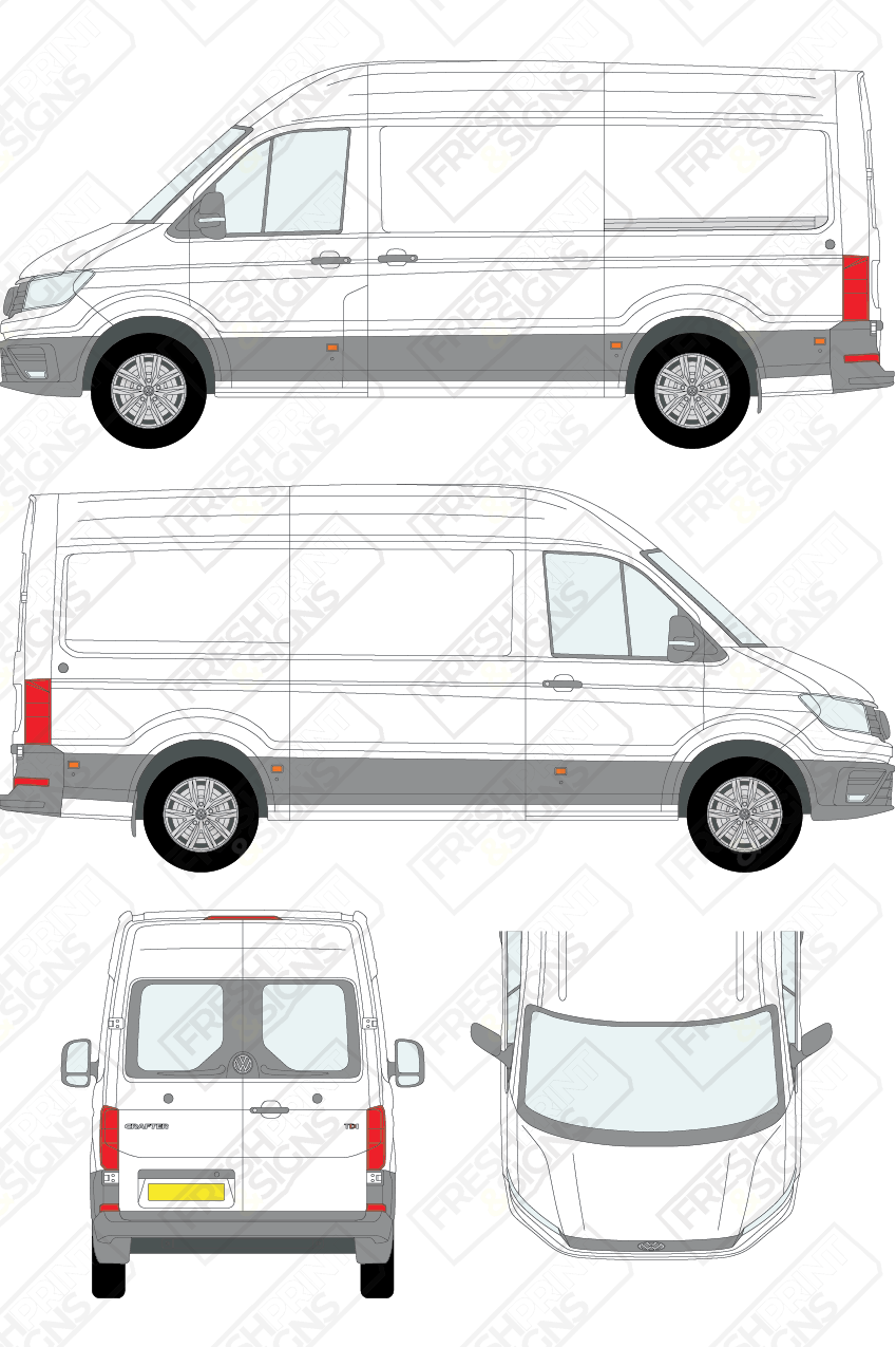 Van Graphics - Volkswagen | Crafter | 2017-2025 | Medium Wheelbase (L2) | High Roof (H2) | With Rear Windows