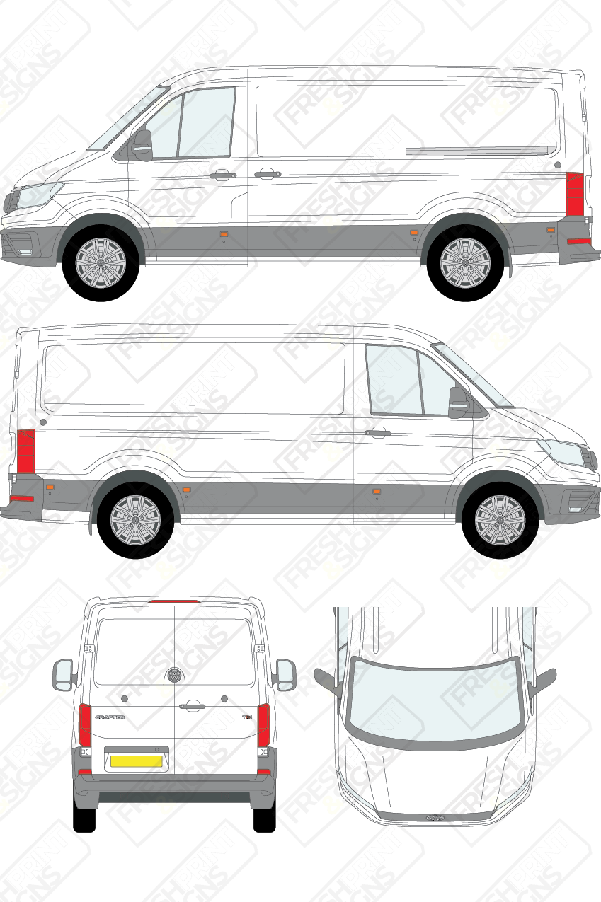 Van Graphics - Volkswagen | Crafter | 2017-2025 | Medium Wheelbase (L2) | Low Roof (H1) | Panelled Rear Doors