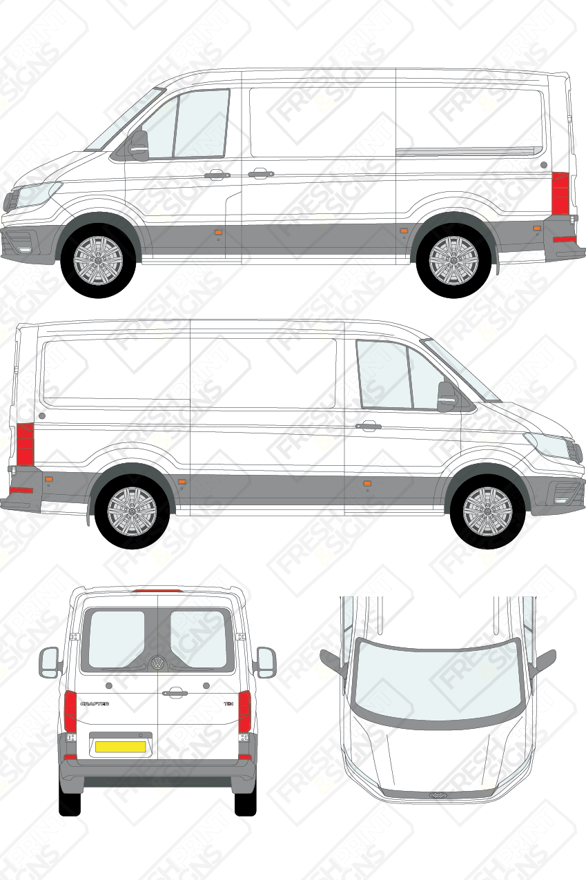 Van Graphics - Volkswagen | Crafter | 2017-2025 | Medium Wheelbase (L2) | Low Roof (H1) | With Rear Windows