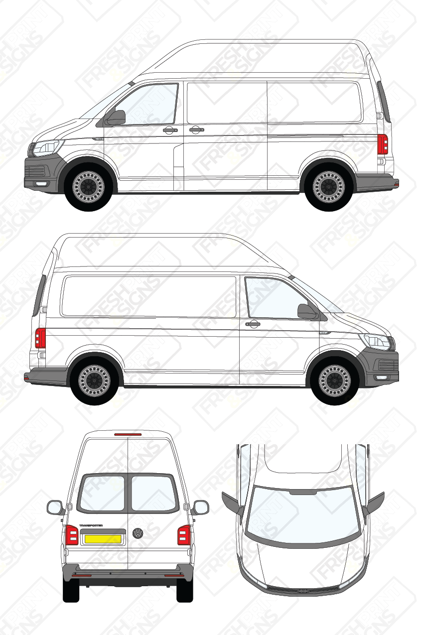 Van Graphics - Volkswagen | Transporter | 2015-2019 | Long Wheelbase (L2) | High Roof (H3) | With Rear Windows