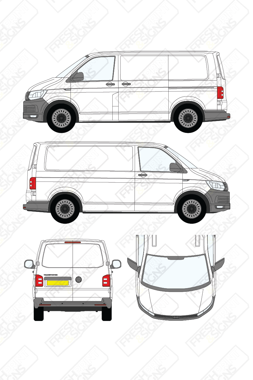 Van Graphics - Volkswagen | Transporter | 2015-2019 | Short Wheelbase (L1) | Low Roof (H1) | Panelled Rear Doors