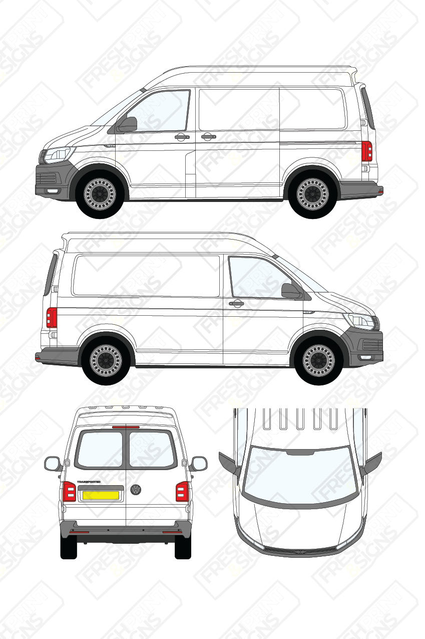 Van Graphics - Volkswagen | Transporter | 2015-2019 | Short Wheelbase (L1) | Medium Roof (H2) | With Rear Windows