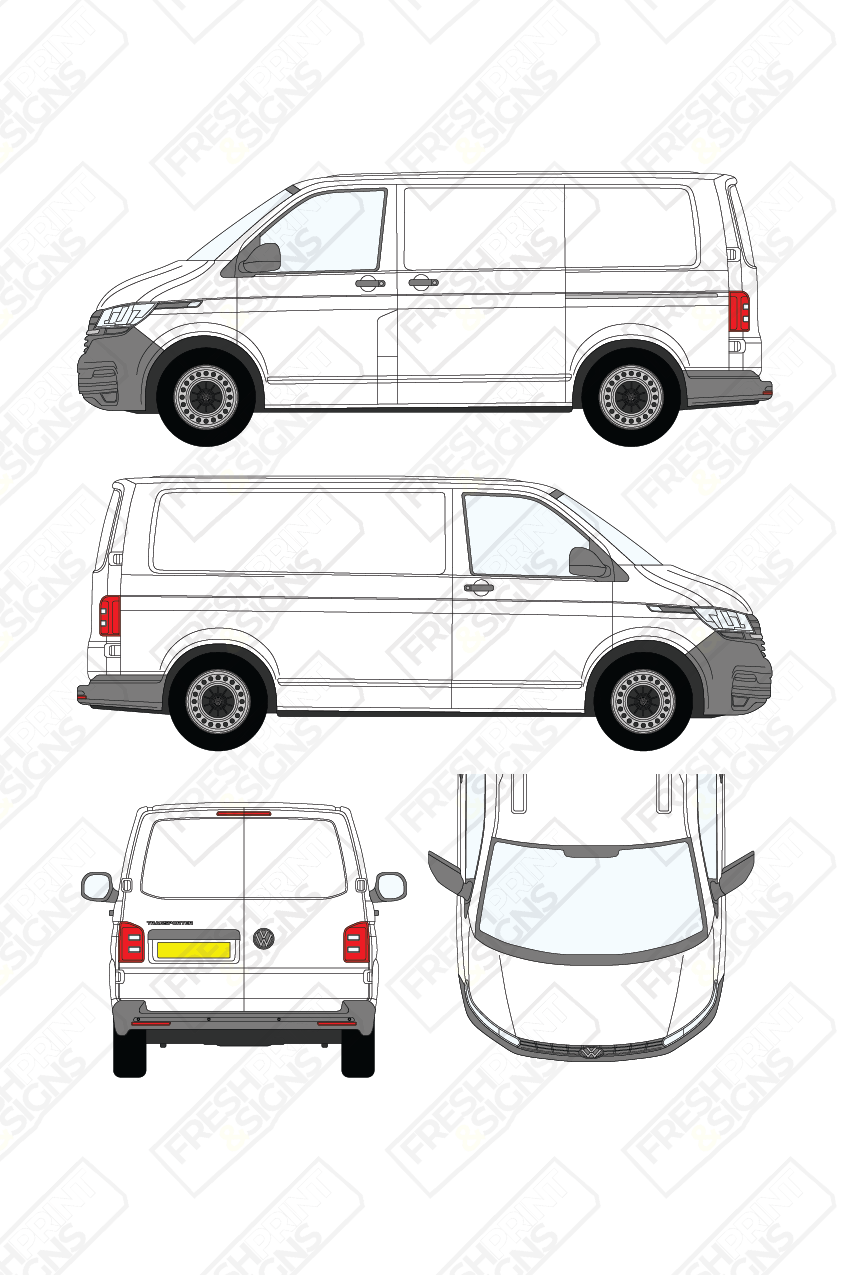 Van Graphics - Volkswagen | Transporter | 2019-2025 | Short Wheelbase (L1) | Low Roof (H1) | Panelled Rear Doors