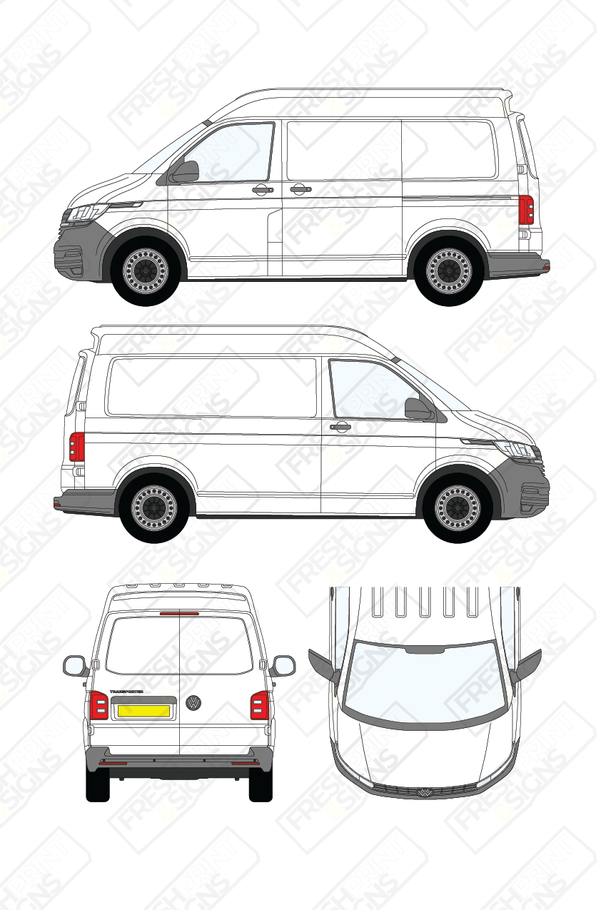 Van Graphics - Volkswagen | Transporter | 2019-2025 | Short Wheelbase (L1) | Medium Roof (H2) | Panelled Rear Doors