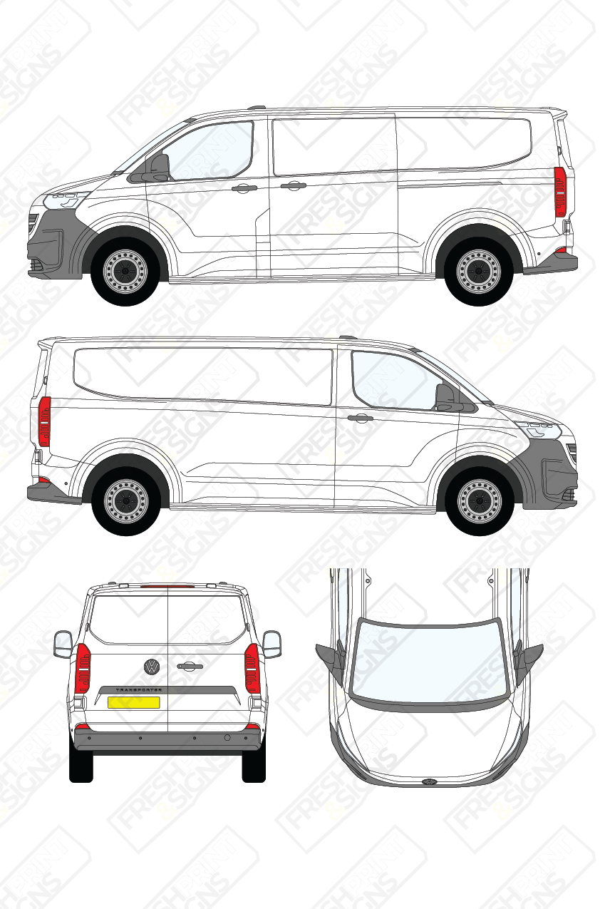 Van Graphics - Volkswagen | Transporter | 2025+ | Long Wheelbase (L2) | Low Roof (H1) | Panelled Rear Door