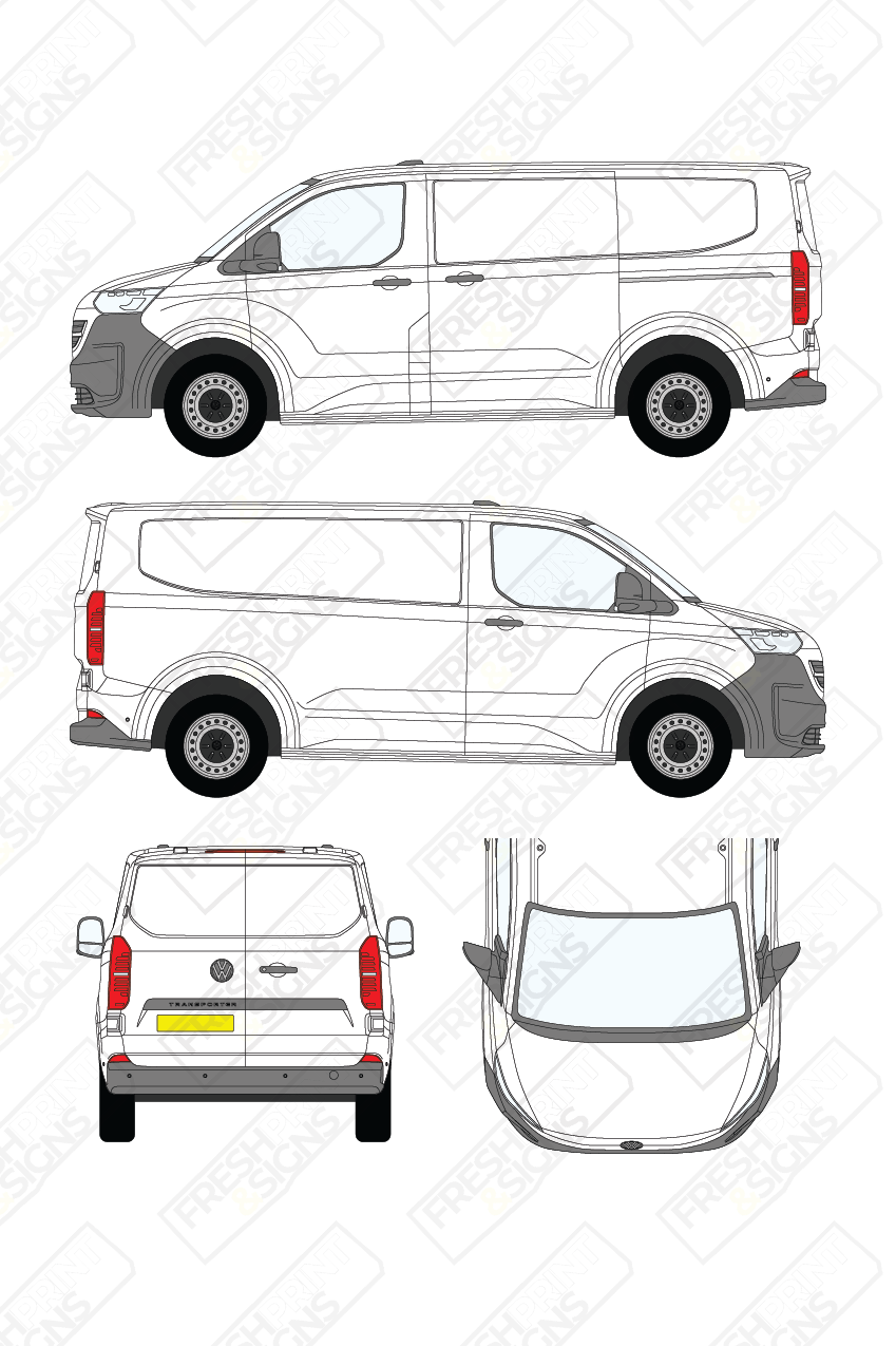 Van Graphics - Volkswagen | Transporter | 2025+ | Short Wheelbase (L1) | Low Roof (H1) | Panelled Rear Door