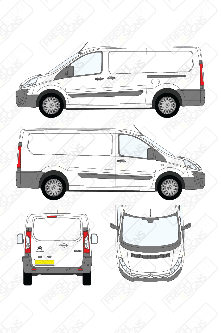 Van Graphics - Citroen | Dispatch | 2007-2016 | Long Wheelbase (L2) | Low Roof (H1) | Panelled Rear Doors
